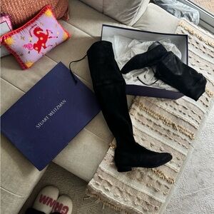 Stuart Weitzman Lowland Black Suede Over-the-Knee Boots